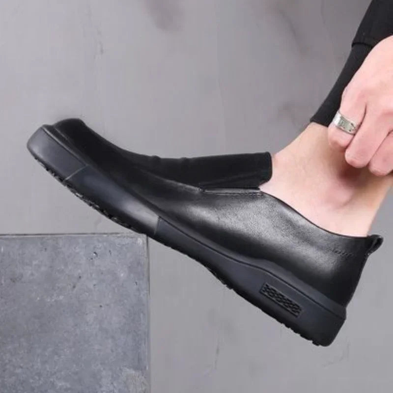 Social Shoe Male Spring Autumn Men's Formal Shoes Casual Business Cowhide 2025 Trend Black Official Cheap Clearance Footwear New