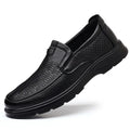 Men's Summer Breathable Leather Loafers Brown Hollow Out Slip-On Shoes Male Thick Sole Comfortable Non-slip Work Shoes for Man