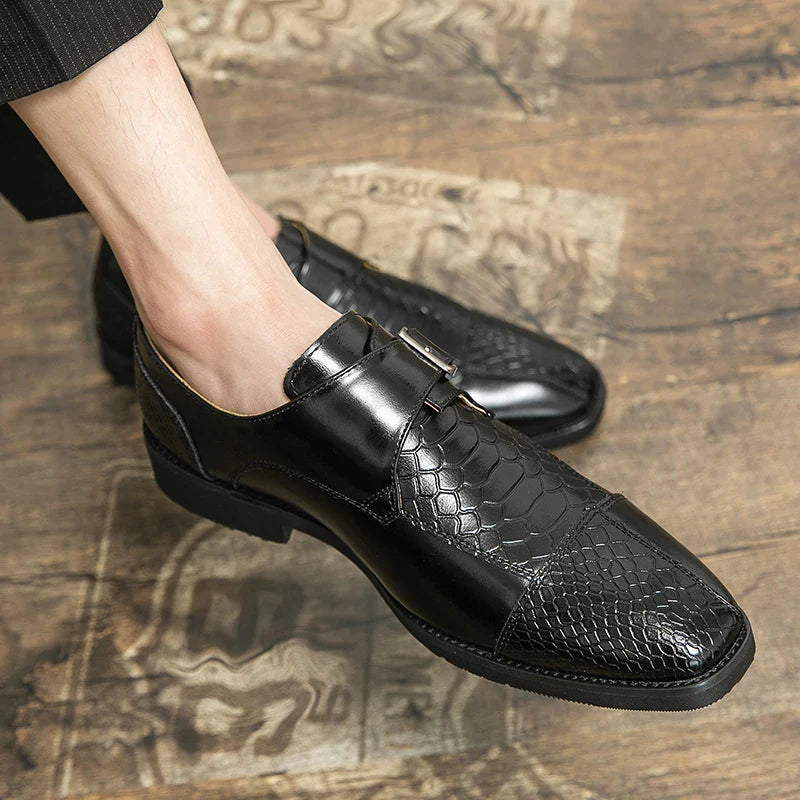 Leather Designer Brand Monks Snake Luxury Men Casual Office Business Man Loafers Mens Moccasins Driving Wedding Dress Male Shoes