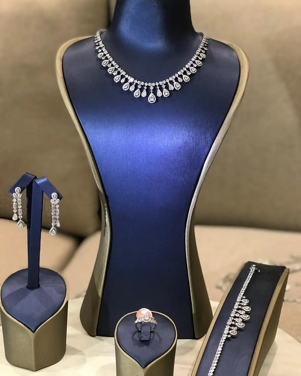 2025 New 4-piece Ring Cubic Zirconia Bridal Wedding Jewelry Set, Dubai Nigeria Crystal Wedding Jewelry Set