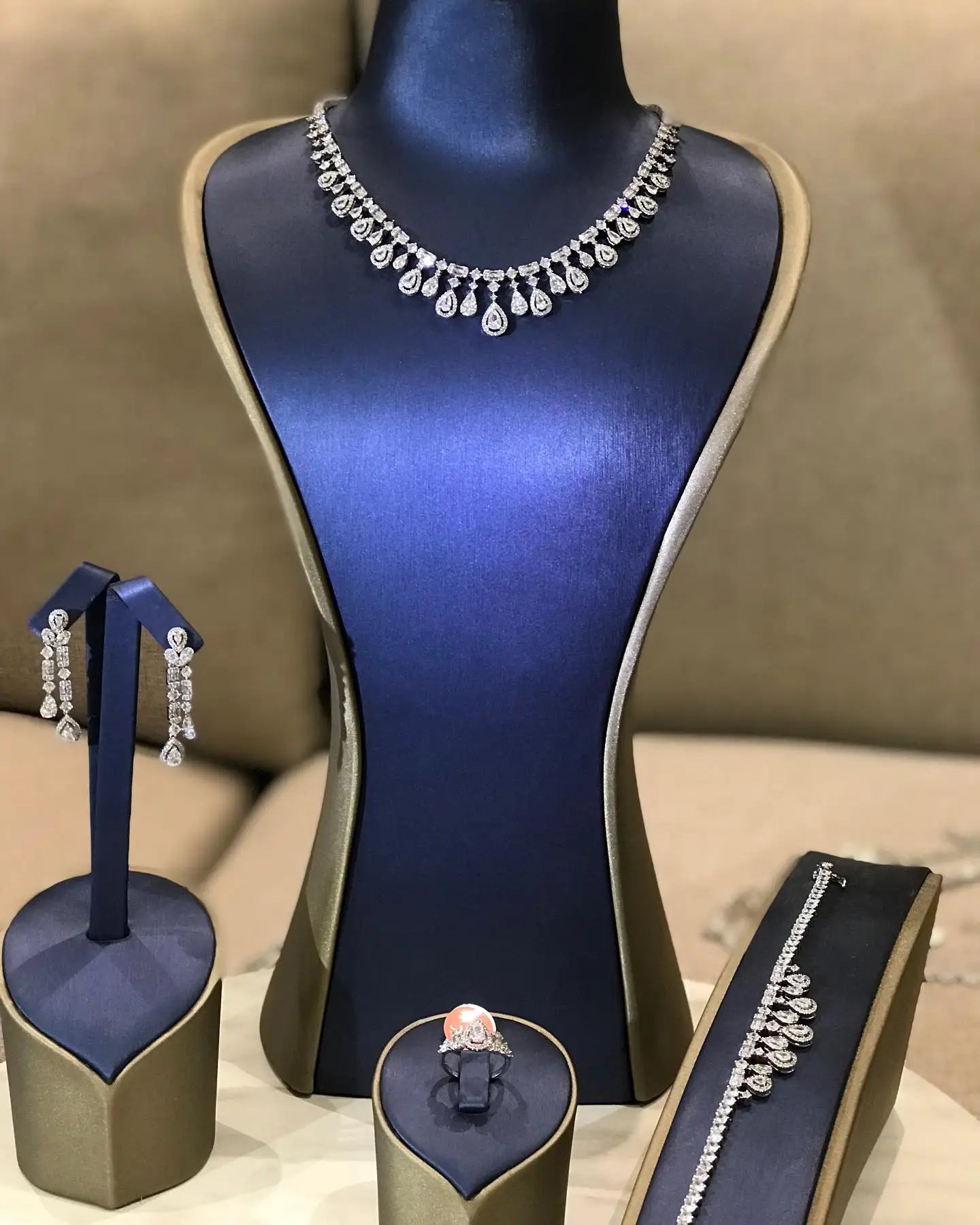2025 New 4-piece Ring Cubic Zirconia Bridal Wedding Jewelry Set, Dubai Nigeria Crystal Wedding Jewelry Set