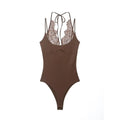 TFMLN Women Sexy Slim Bodysuits Chic Lace Partwork Sleeveless Fashion Backless Sling Tops 2026 Newest Lady Casual Playsuit