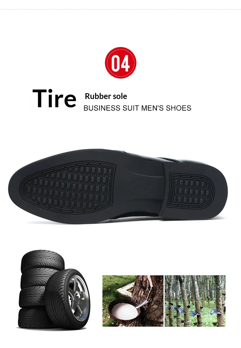 6cm/8cm Height Increasing Mens Formal Dress Shoes Cow Leather Elevator Shoes Business Office Oxfords Wedding Party Social Shoes