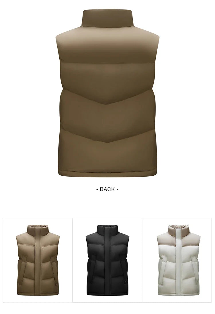 Down Vest Men 2025 Winter New Loose Waterproof Couple Matching Solid Versatile Outerwear