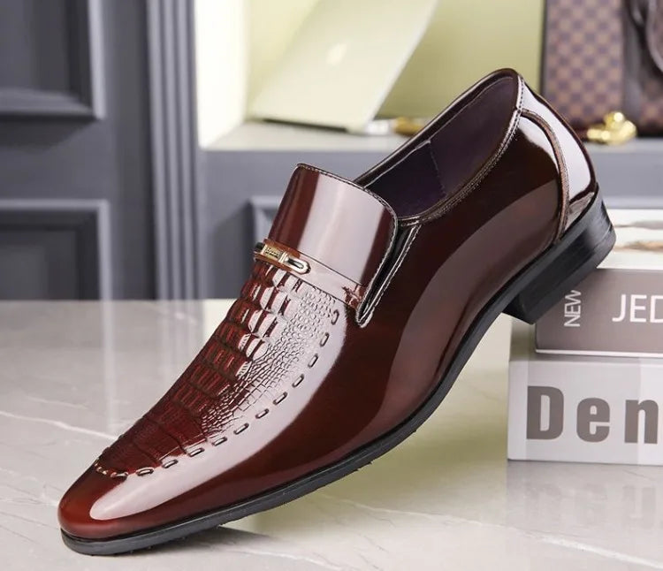 Men's Business Casual Leather Shoes Korean Style Pointed Toe Breathable Big Size Office Groomsmen Groom Wedding