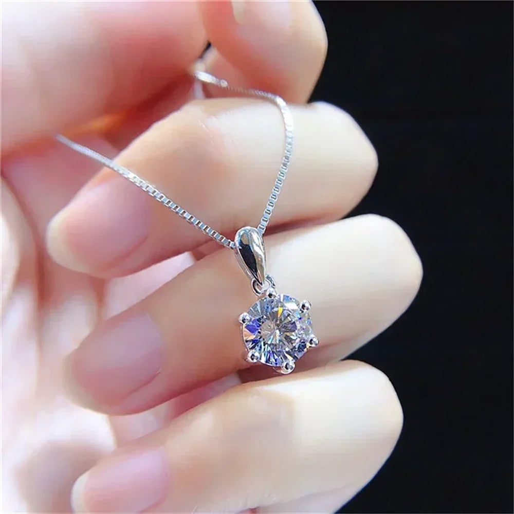 1-10Carat Moissanite Diamond Pendant Necklace for Women S925 Silver D Color VVSI Clarity Solitaire Diamond NeckchainCertified