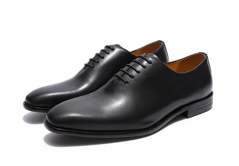 Designer Genuine Leather Mens Wholecut Oxford Shoes Luxury Brand Black Brown Dress Shoes for Business Office Formal Wear