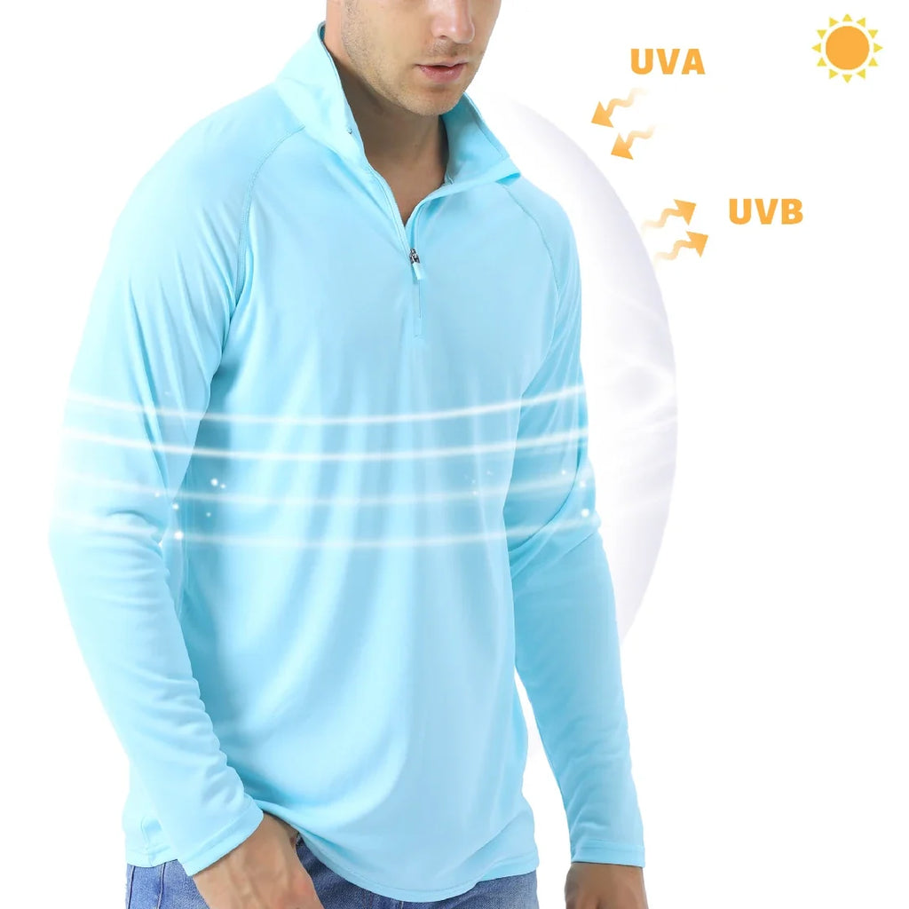 Mens UPF50+ UV Protection T-Shirt Lightweight Long Sleeve Quick Dry Fishing Shirt Outdoor Hiking Workout Rash Guards