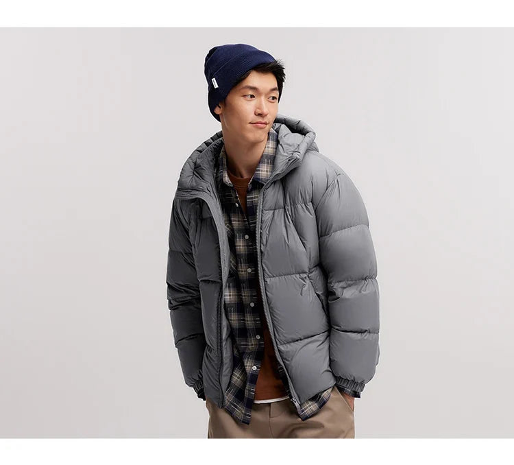 Down Jacket Men 2024 Winter New Thermal Three-Proof Couple Hooded Outerwear Solid Color Versatile Down Jacket