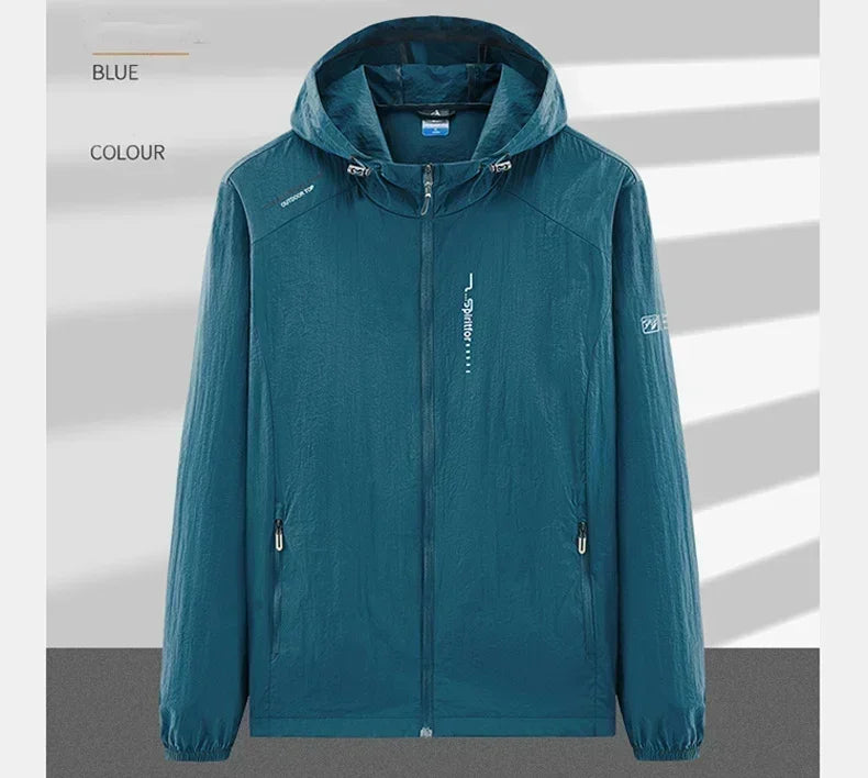 Summer Outdoor Quick Dry Sun-Protective Thin Jacket Men Hiking Fishing Cycling Hooded Gym Sport Windbreaker Ultra Light Coats