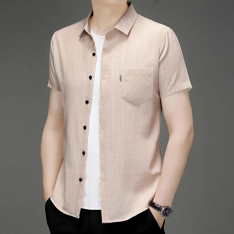 Men's Business Casual Short Sleeved Printed Shirt