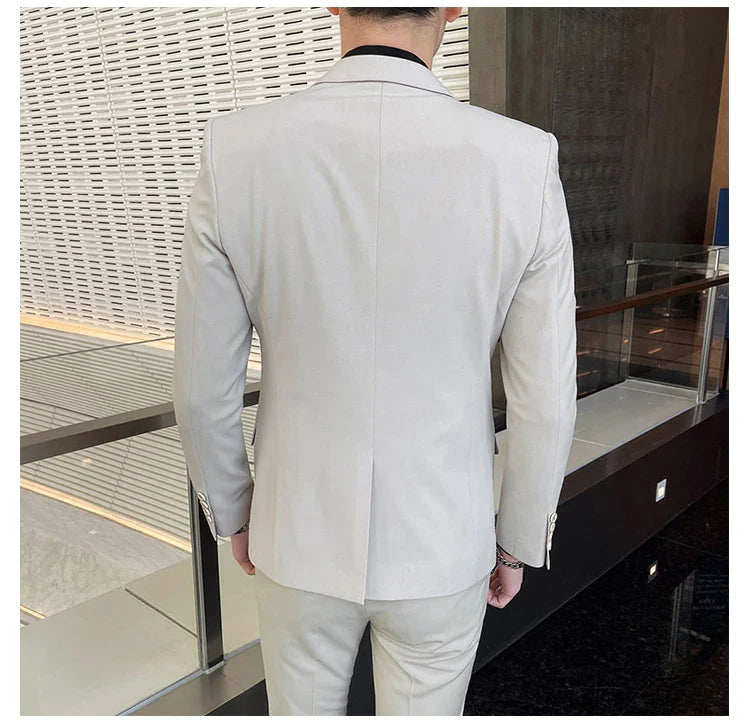 2025 Men's Business Suit Slim-fit Wedding Dress Two-piece Set M-4XL Stylish Handsome All-in-one Banquet Trousers
