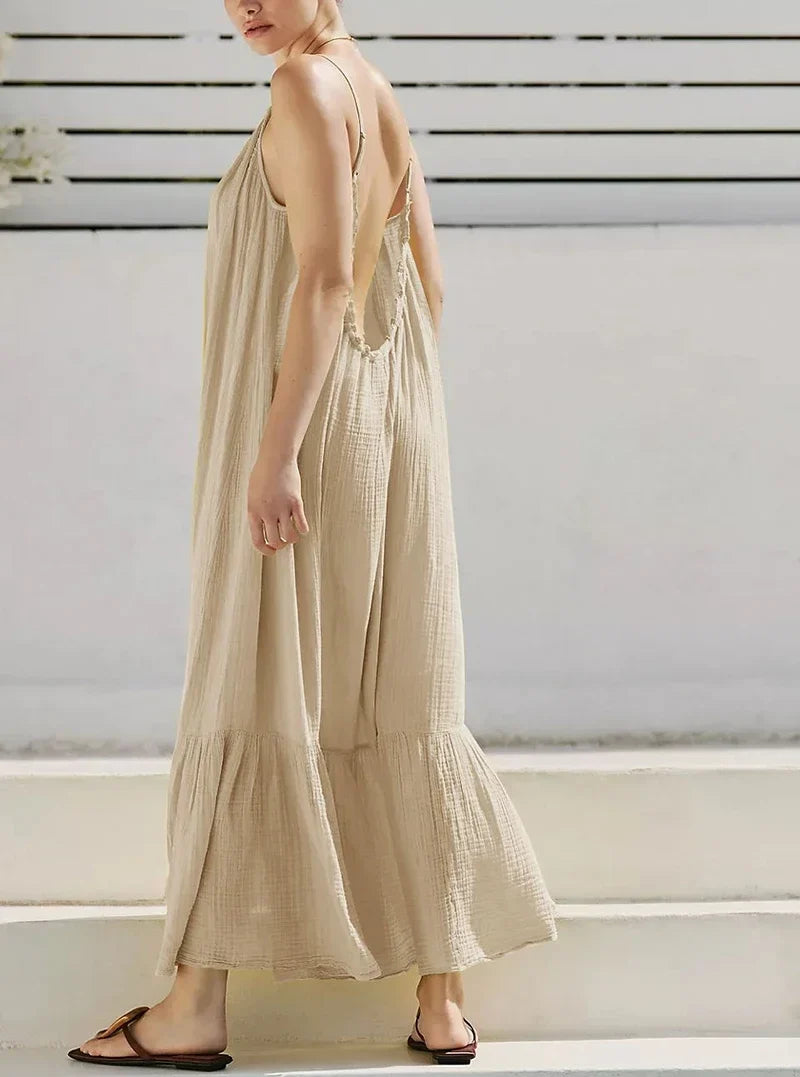 Muslin 100% Cotton Summer Dress Woman 2026 Trendy Sexy Sleeveless Ruched Long Maxi Party Dresses Chic Sundress