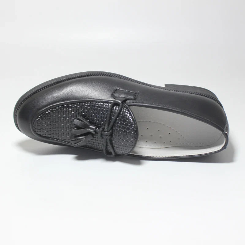 2023 Boys Shoes With Tassel Matte Black PU Leather Loafer Slip on Embossing Moccasins For Kids Boy Dress Shoe Italian Breathable