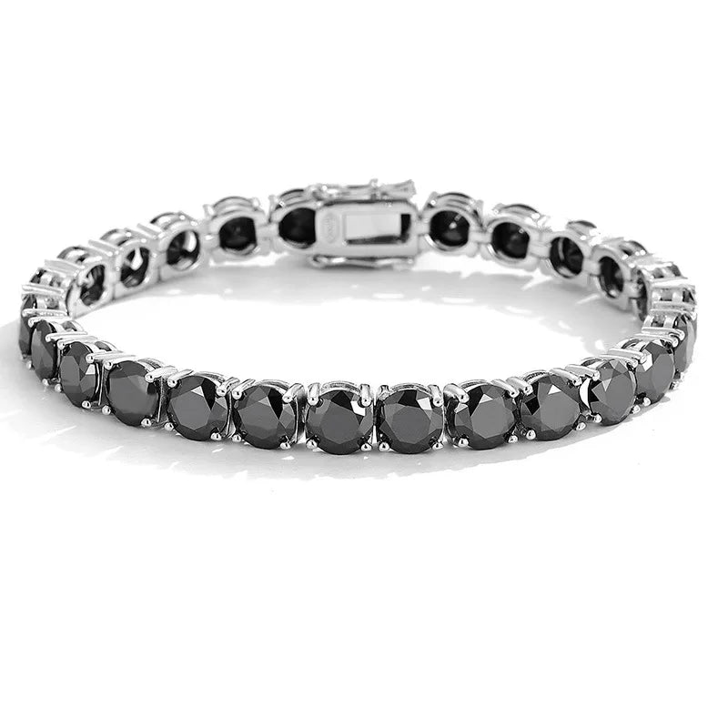 Certified Real 3/4/5/6.5MM Full Black Moissanite Tennis Bracelet for Women Men S925 Silver Link Bracelets Fine Jewelry