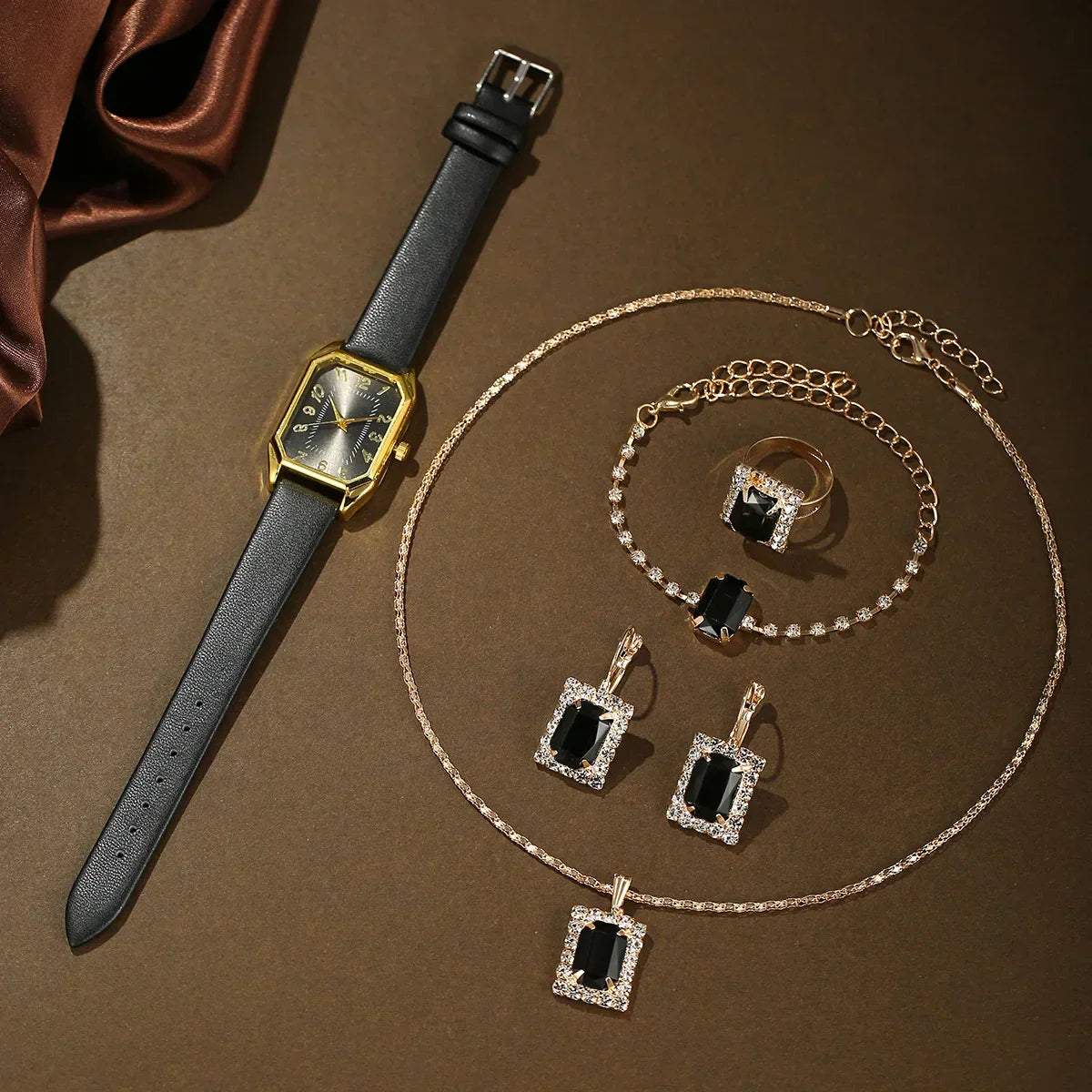6/5/1PCS Luxury Fashion Square Women's Watches Brand Ladies Quartz Wristwatch Jewelry Set Classic Simple Watch Relógios Feminino