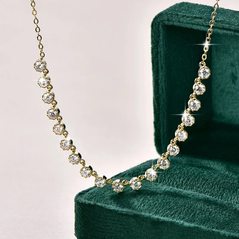 Sparkling 3MM Moissanite Bubble-Style Necklace 14K Gold Filled Choker Necklace for Women Wedding Jewelry Accessories