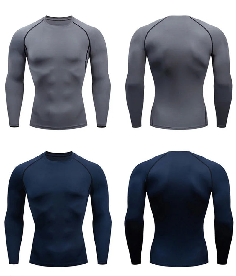 Men's Long Sleeves T-shirt Fitness Sportswear Spring Autumn Athletic Quick Dry T-shirt Gym Running Sports Outdoor Tops for Men
