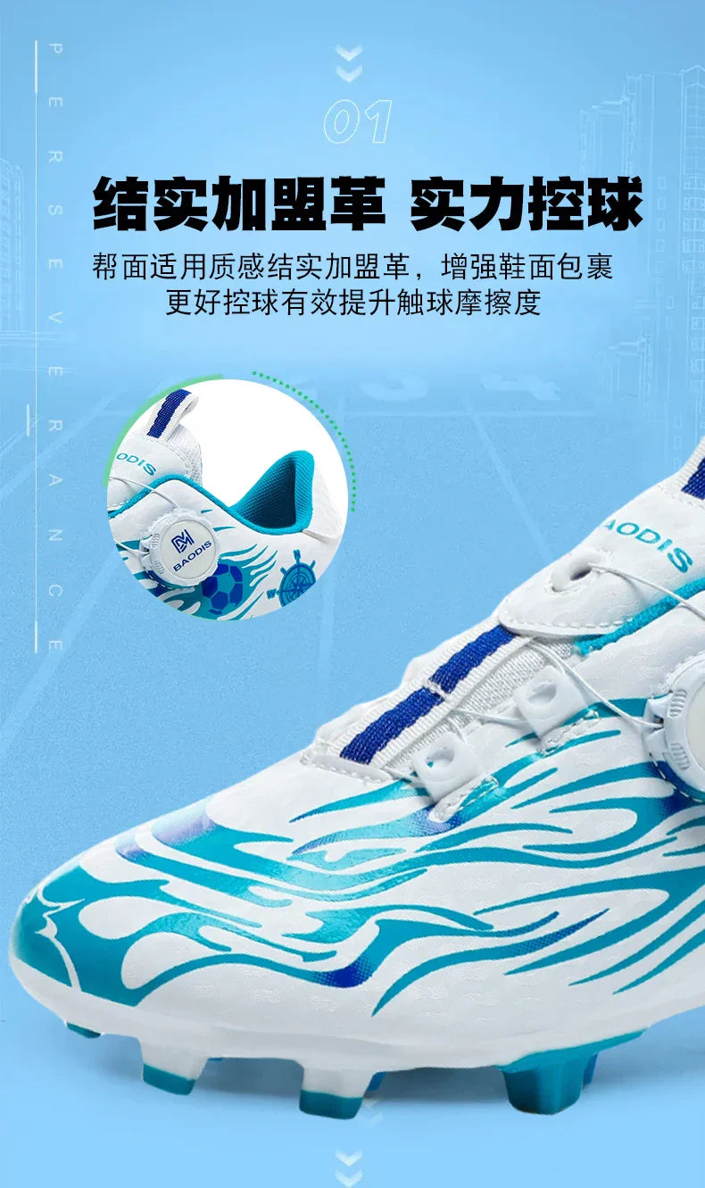 Kids Turf Soccer Cleats Children Football Shoes Breathable Lightweight Training Sneakers Non-Slip Athletic Sport Boots Boys Girl