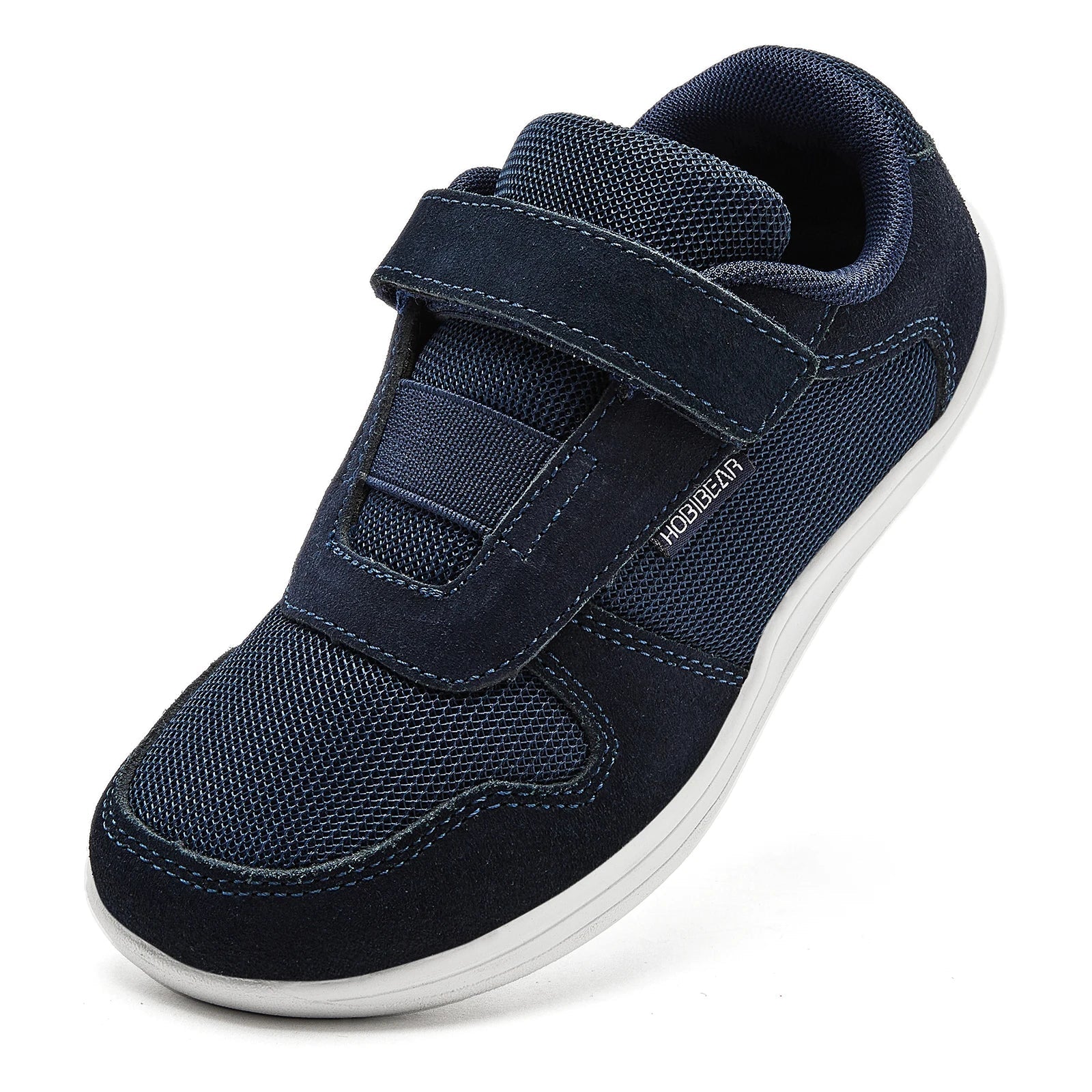 Kids Wide Toe Barefoot Shoes Little/Big/Kid Hook Loop Minimalist Sneakers Artificial Leather Mesh Lightweight Shoes