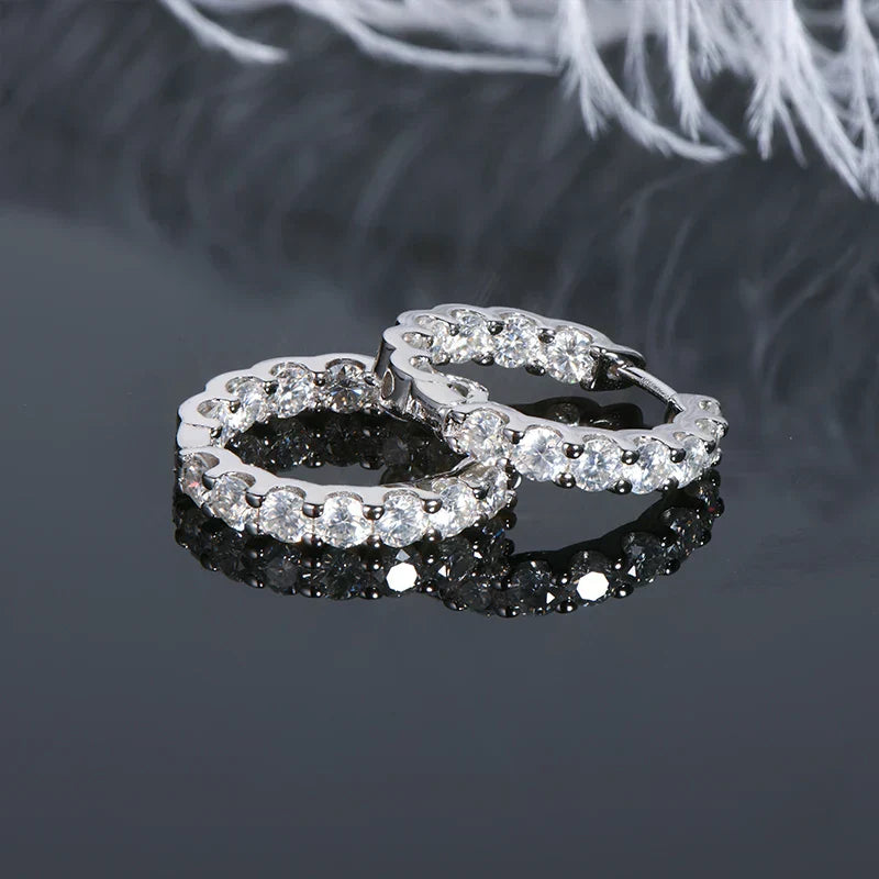 Hoops 100% 925 Sterling Silver Real 3mm Moissanite Stud Earrings For Women Sparkling Jewelry Gifts with Certificate Gifts