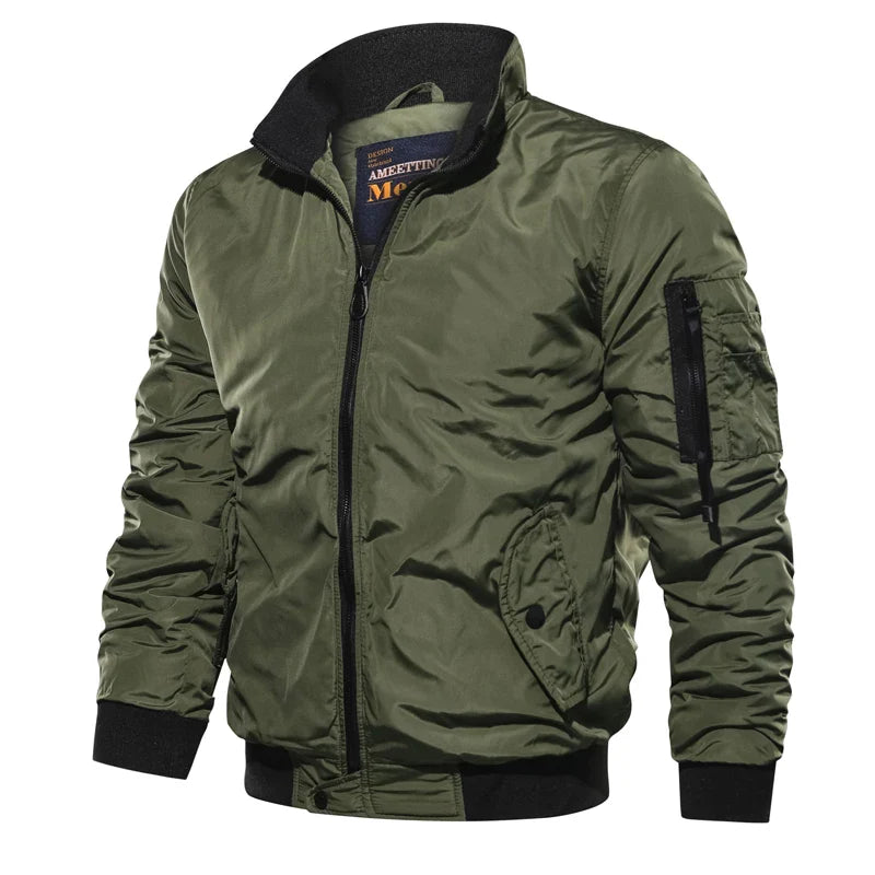 Men’s military bomber jacket, windproof autumn winter casual outdoor coat, plus size M–5XL
