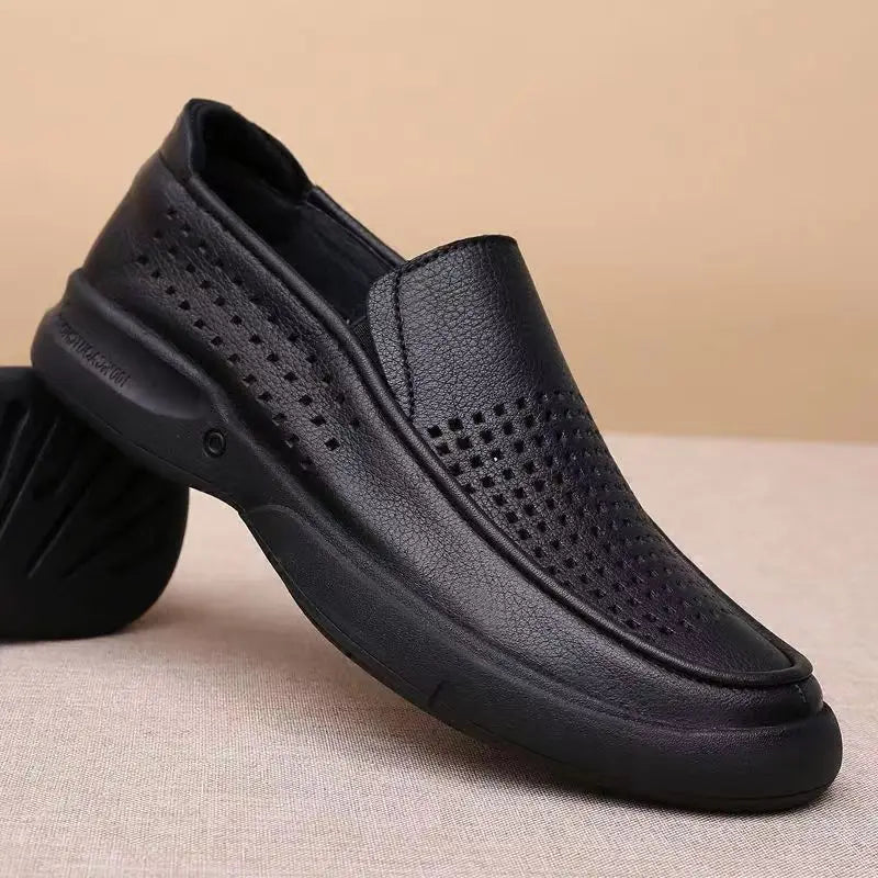 Leather Men Formal Shoes Luxury Brand 2026 Men's Loafers Dress Moccasins Breathable Slip on Black Driving Shoes Plus Size 37-48
