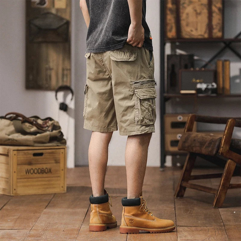 Men Summer New Multi Pocket Cargo Shorts Men Cotton Loose Breathable Fashion Trend Casual Versatile Five Points Pants Men Shorts