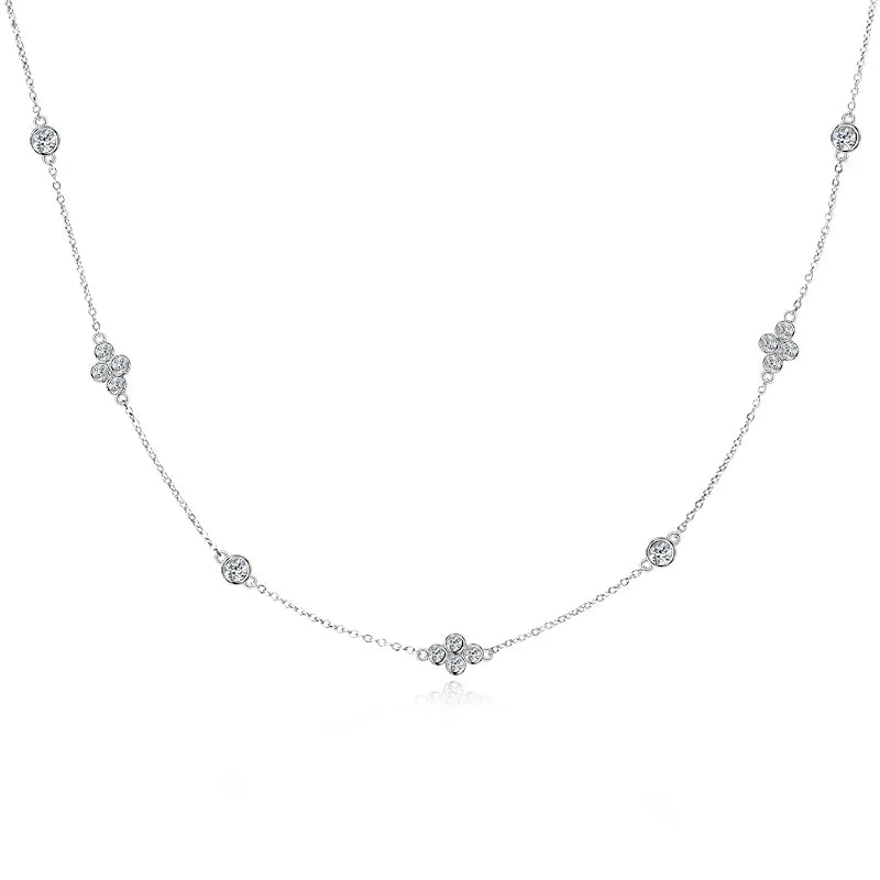 3mm&2mm Moissanite Choker Necklaces Collar Plata 925 Sterling Silver Clavicle Chain Necklace For Women Neck Jewellry Gift