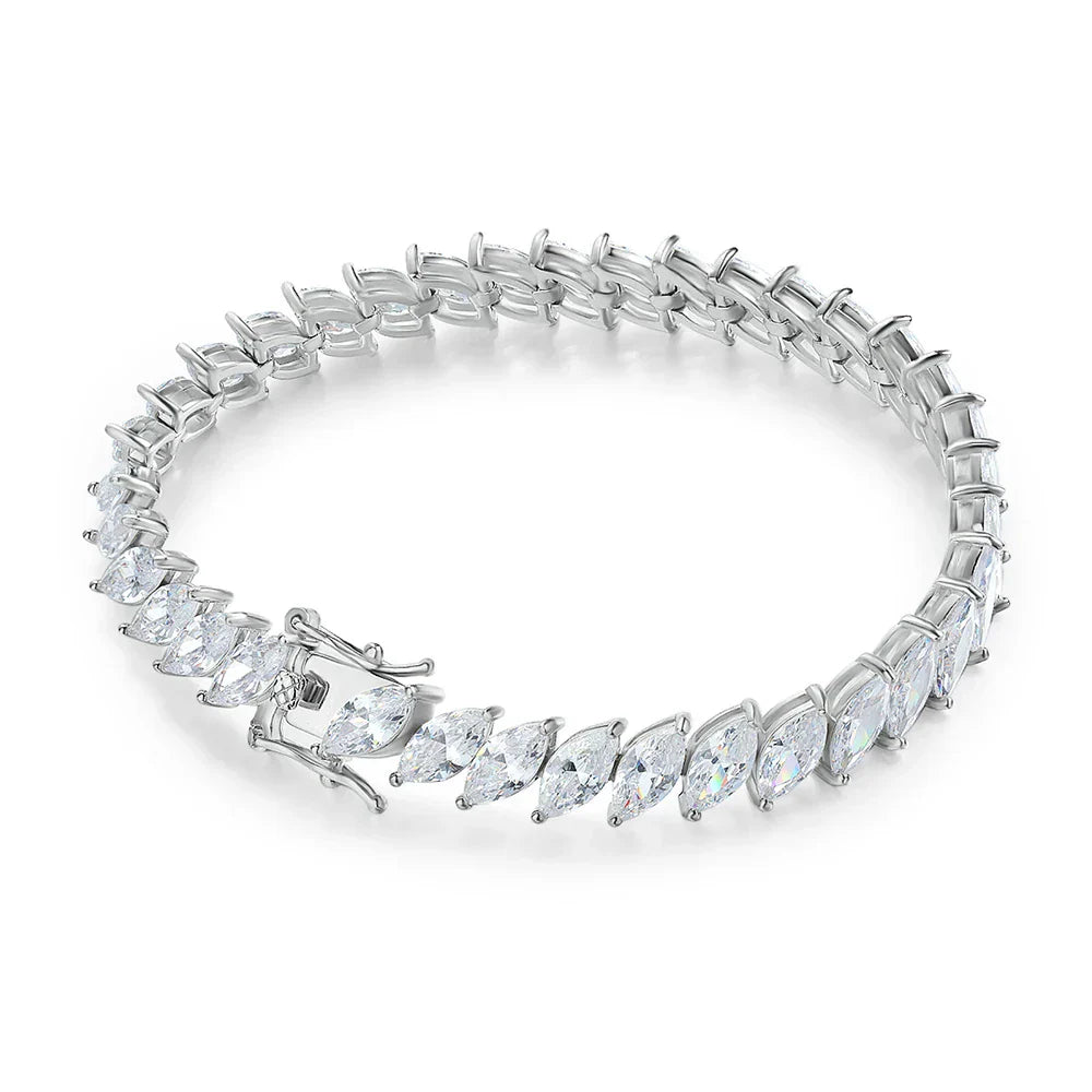 0.5CT Marquise Cut Certified Moissanite Tennis Bracelets for Women Sterling Silver S925 Plated 18k Gold Fine Jewelry