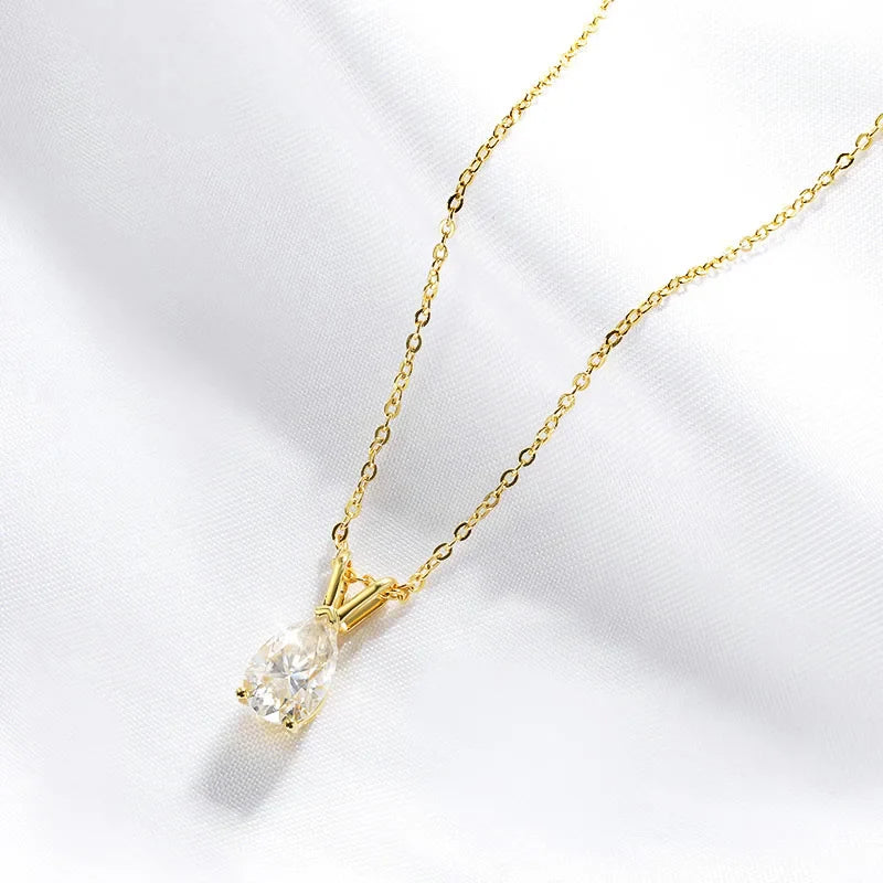 18k Plated Pear Cut 1.5CT Moissanite Diamond Necklace for Women 6*9mm Pendant 100% 925 Sterling Silver Jewelry Wholesale