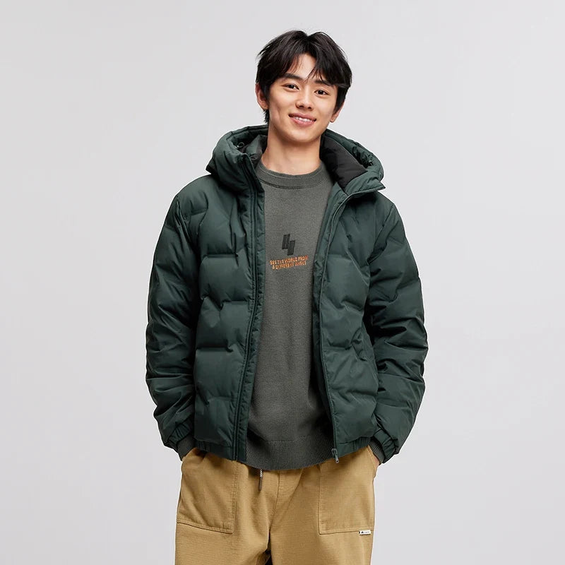 Down Jacket Men 2026 New Waterproof Hooded Outerwear Winter Clothing Solid Color Versatile Thick Down Coat For Man
