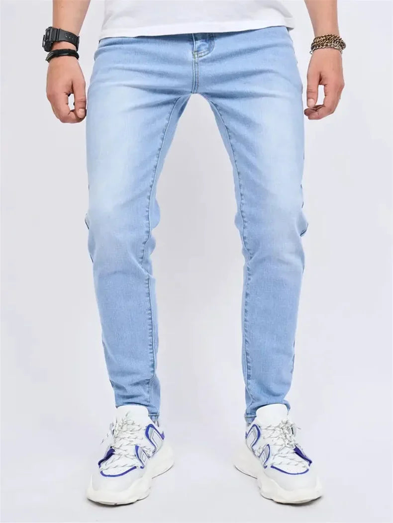 Classic Design 2026 Men's Jeans Light Blue Stretch Skinny Casual Denim Trousers Brand Clothing Streetwear  Fashion Male Pants