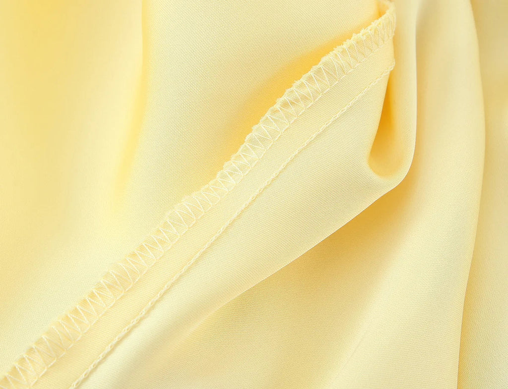 Chic Sexy 2026 Women Mini Dress Fashion Summer Asymmetric Neck-mounted Mini Dress Lace Yellow Sleeveless Female Vestidos