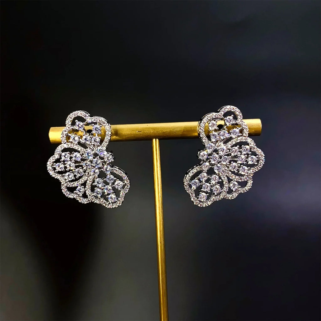 Famous Brand Super Luxury Fan-shaped Design Women Wedding Naija Bridal Cubic Zirconia Necklace Dubai Dress Jewelry Set