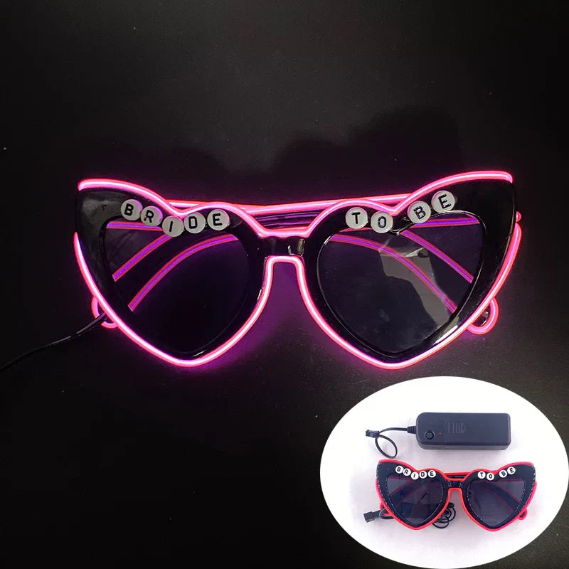 LED Just Married Glasses Wedding Bride To Be Surprise Gift Couple Glasses Souvenirs Glowing Heart Glasses Married Sunglasses