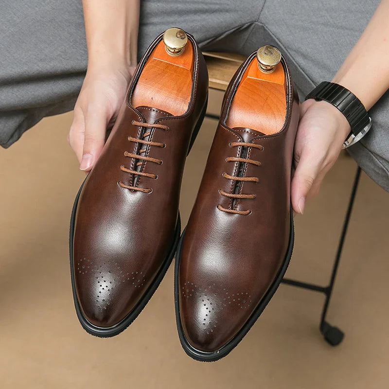 Men's Genuine Leather Dress Shoes Classic Oxford Soft Comfortable Lining Non-Slip Rubber Sole Business Office Formal Occasions