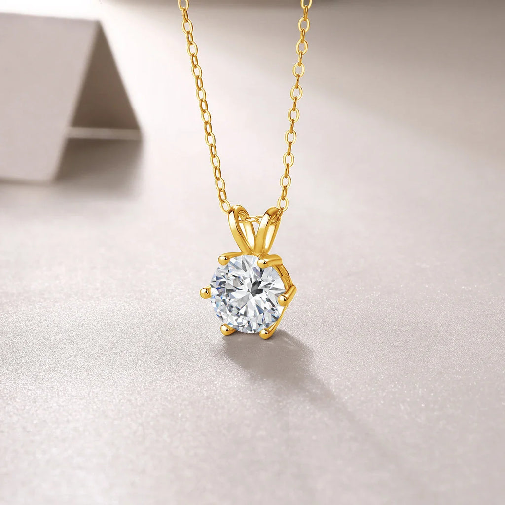 100% Real Gold 14K Moissanite Earrings Pendant Necklace Ear Stud For Wedding Engagement Valentine's Day Jewelry Set Gift