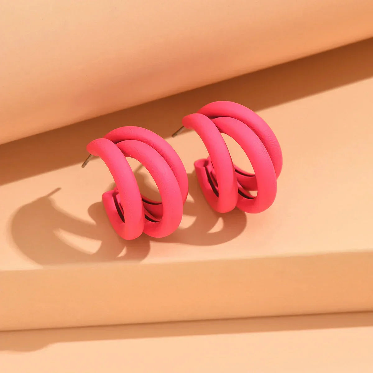 New Elegant Women Dangle Earrings C-shaped Painting Girls Hoop Earrings Flannelette Geometric Statement Earrings pendientes