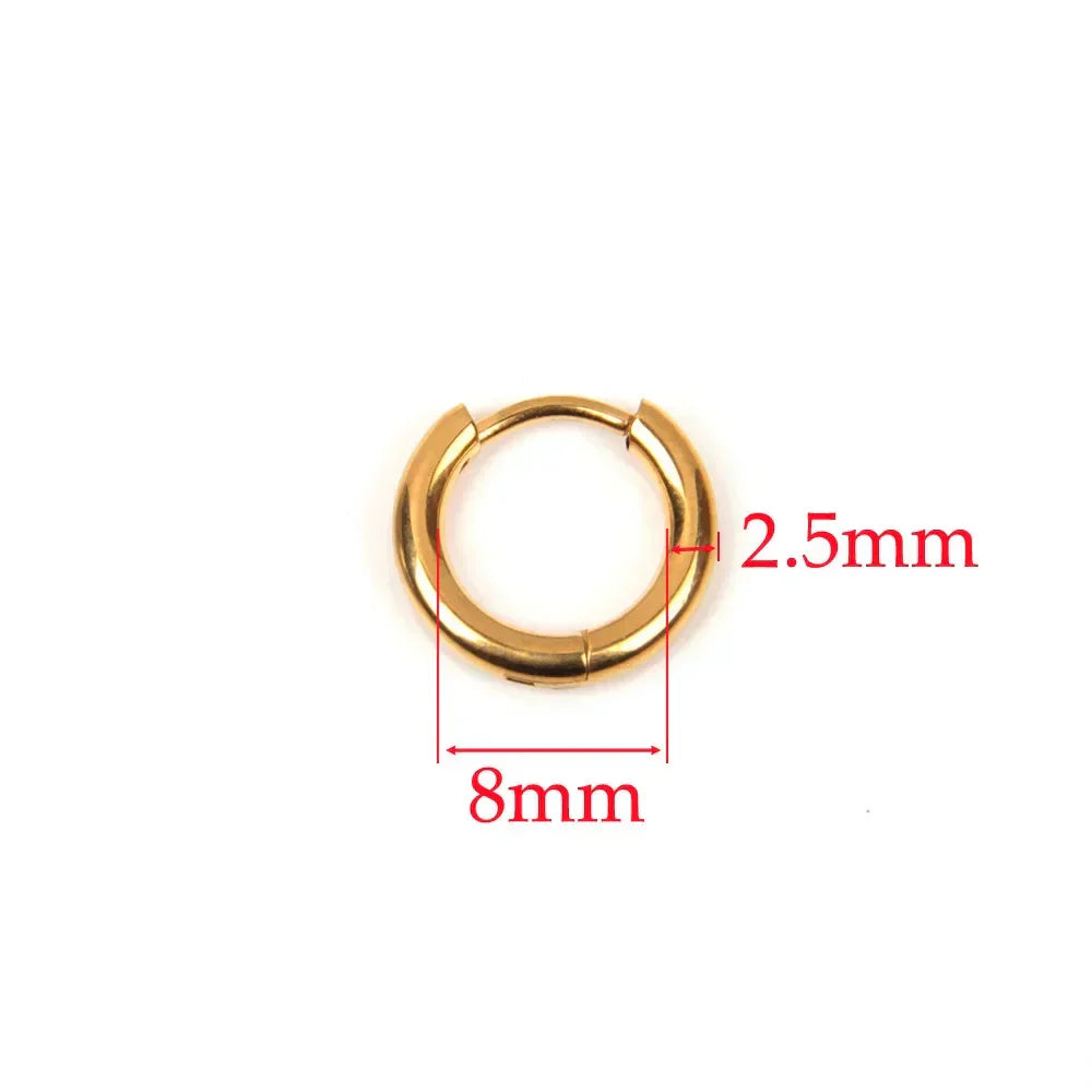 10pcs 316L Stainless Steel Hoop Earrings Women Men Punk Hiphop Circular Ear Buckle Ring Jewelry Gold Color Accessories Wholesale
