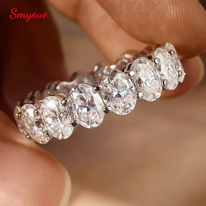 5*7mm Oval Cut Moissanite Ring for Women Full Eternity Bands Lab Diamond Promise Jewelry Pure S925 Silver Female Rings