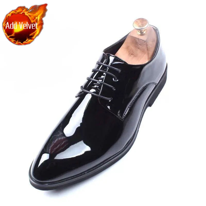 Autumn Winter Bright Upper Business Patent Leather Dress Shoes Man 2025 Trend Elegant Social Shoe for Men and Classic Party 39