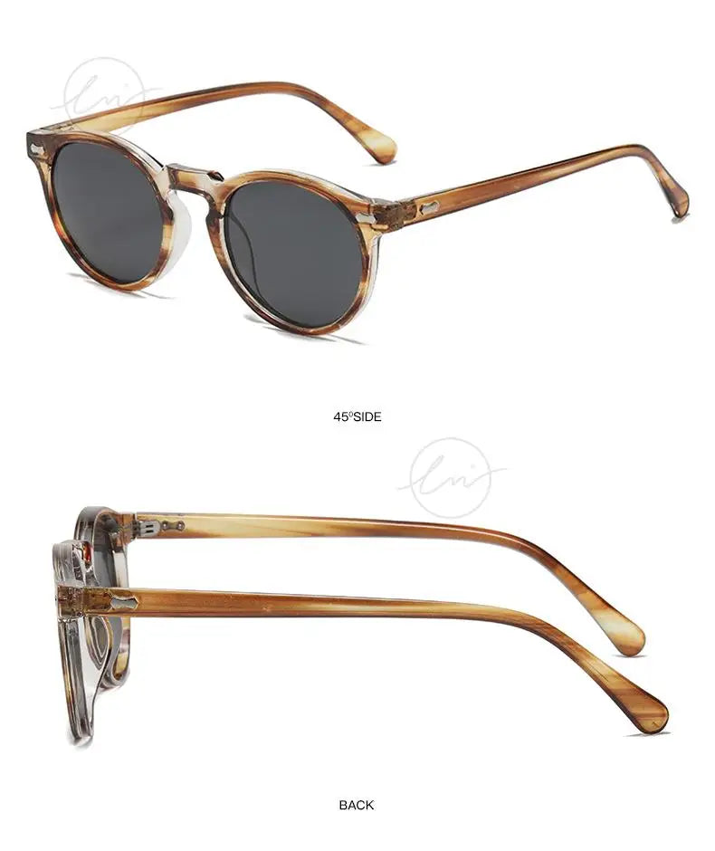 Retro Round Polarized Sunglasses Women Men Classic Leopard Frame Driving Shades Vintage Sun Glasses Unisex UV400 Gafas De Sol