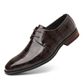 Fashionable Crocodile Print Men's Solid Color Leather Oxford Shoe Formal Business Lace -Up Office Shoe Comfortable Wedding  Shoe