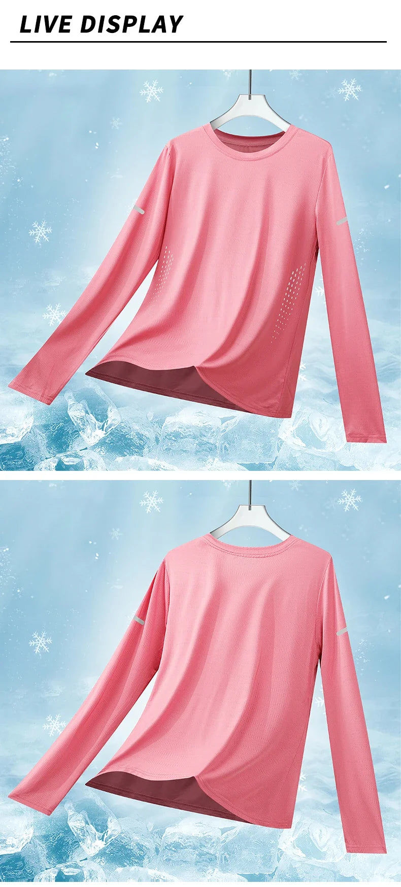 CHRLCK Women's Hiking Quick Drying T-shirts Breathable Camping Running Fishing Soft Elasticity Long Sleeve Tees Summer Autumn