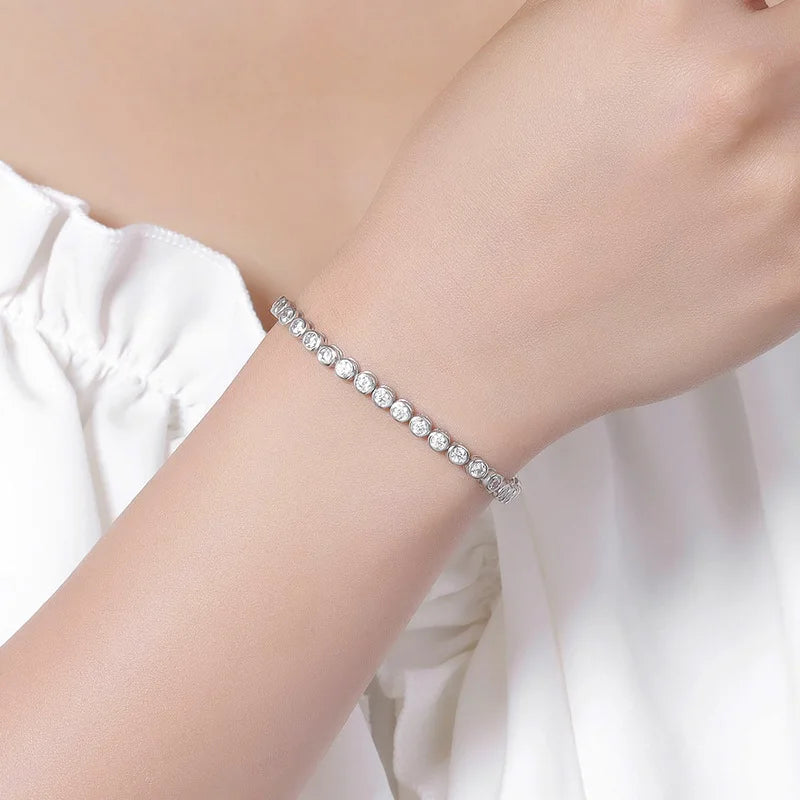 Luxury Bubble 2/3mm D Color Full Moissanite Tennis Necklace for Women S925 Silver Plated 18K Diamond Neck Chain Necklaces