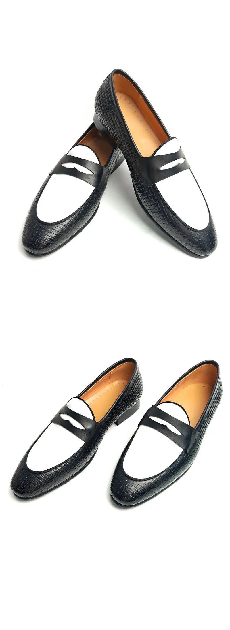 Fashion Trendy Loafers For Men Handmade Genuine Leather Comfortable Slip On Casual Man's Shoes in Black and White Career Wearing