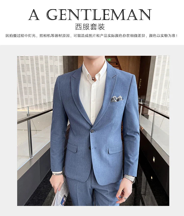 2025 Men's Business Suit Slim-fit Wedding Dress Two-piece Set M-4XL Stylish Handsome All-in-one Banquet Trousers