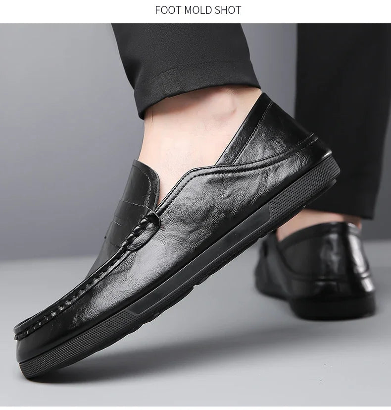 Genuine Leather Men Loafers Comfortable Mens Casual Shoes Luxury Brand Man Formal Dress Shoes Breathable Slip on Boat Shoes