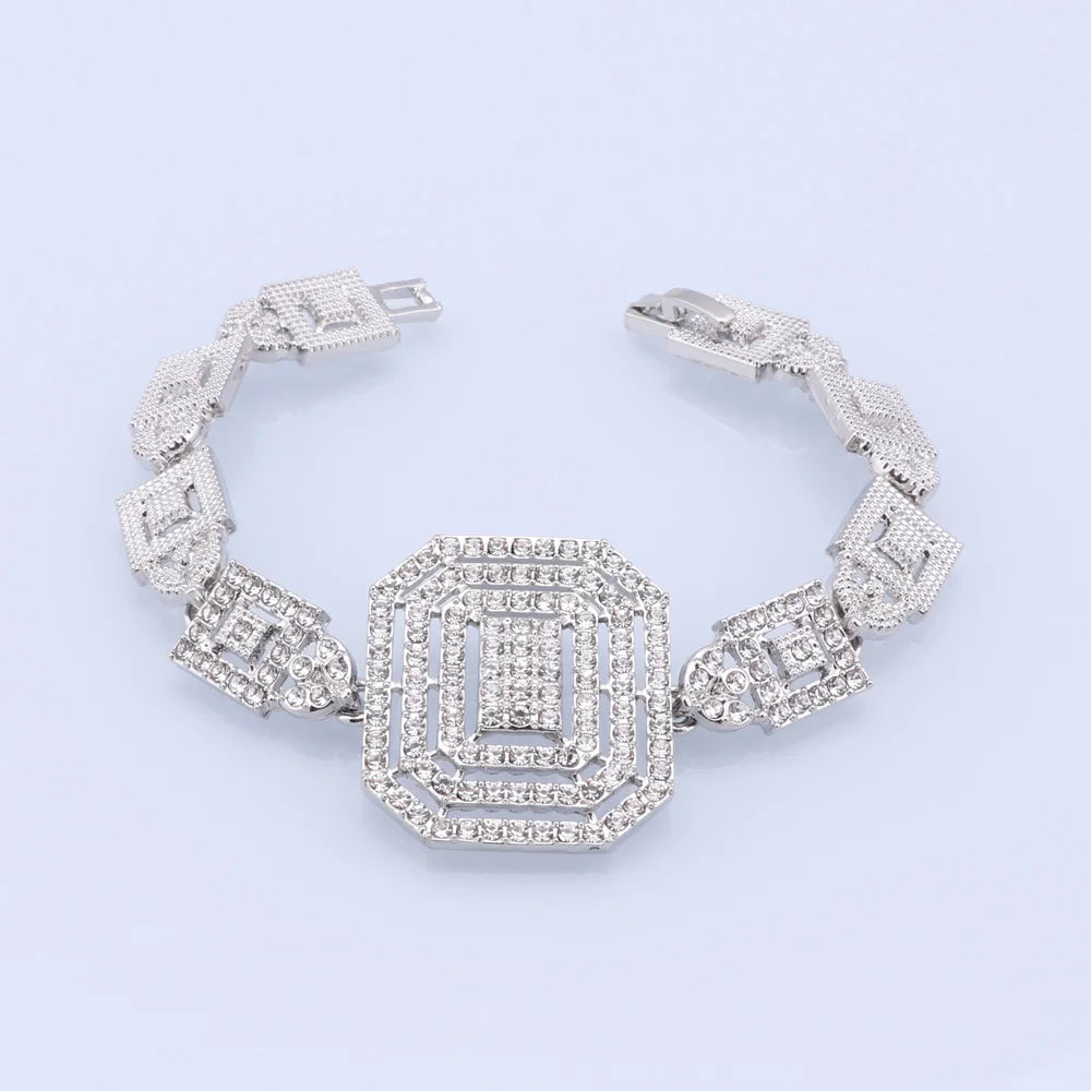 Silver Plated Jewelry Sets For Women Necklace Earrings Bracelet Ring Dubai African Indian Bridal Accessory